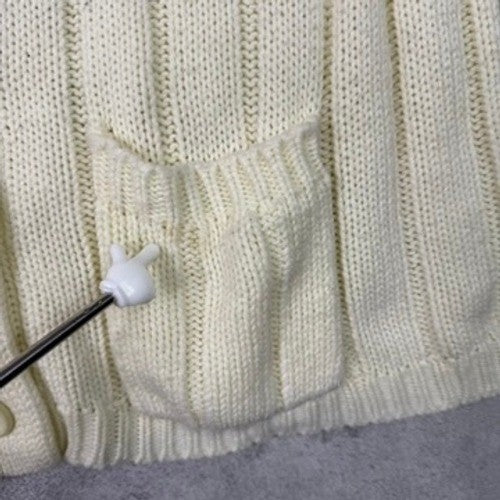 Sears Cream Cable Knit Button Front Cardigan Sweater Style 8608 Size L
