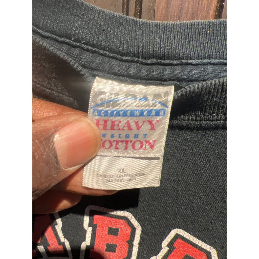 Vintage Hambrick Hawks Graphic T-Shirt Faded Black Distressed School Tee Large