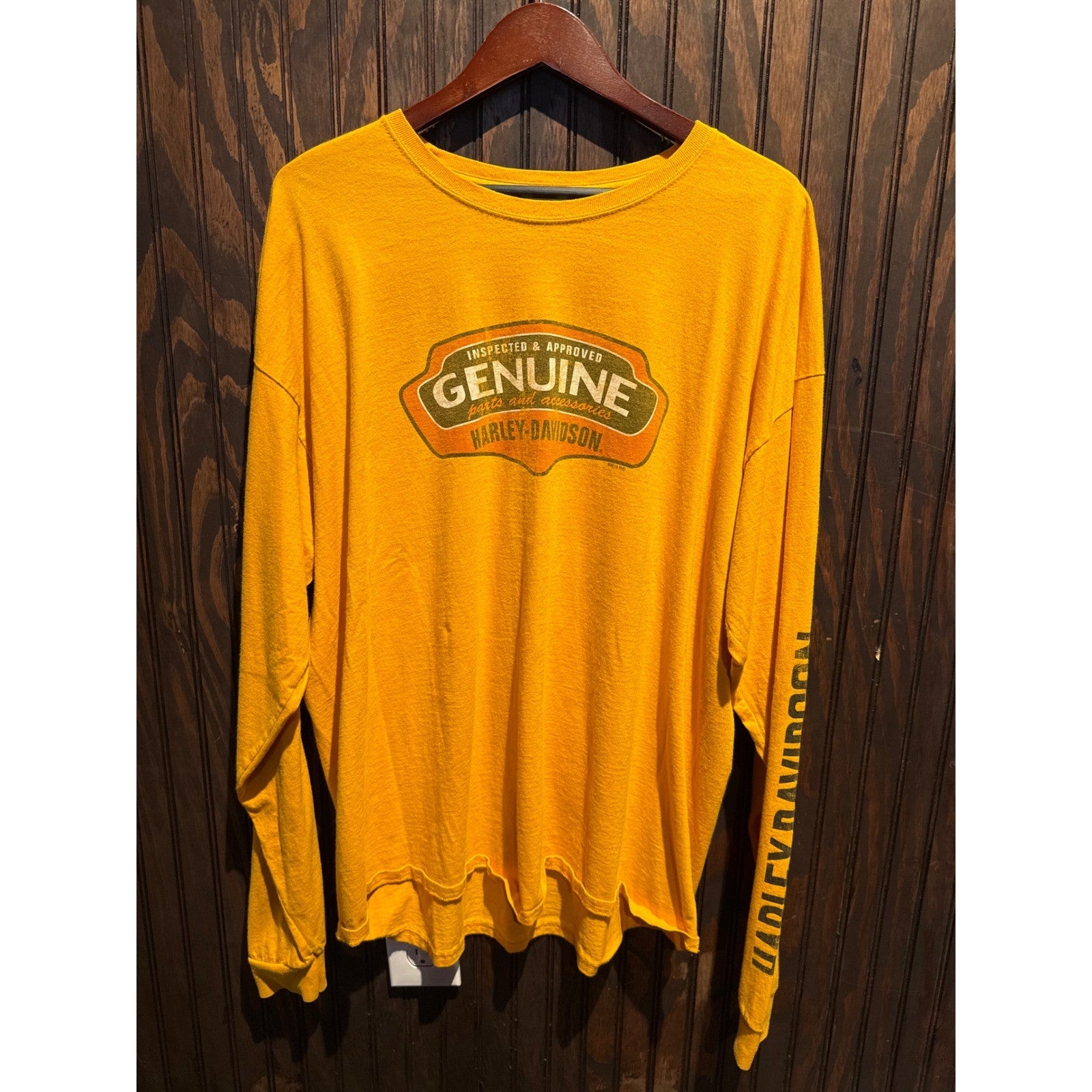 Harley-Davidson Mens Yellow Long Sleeve Genuine Graphic T-Shirt 2XL Relaxed Fit