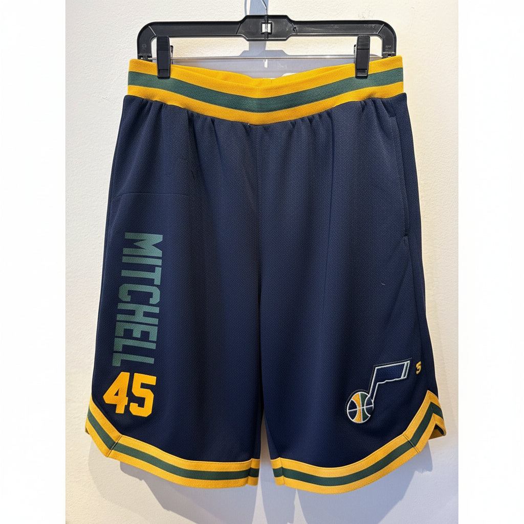 Mitchell & Ness Utah Jazz Donovan Mitchell 45 Navy Basketball Shorts Mens Medium