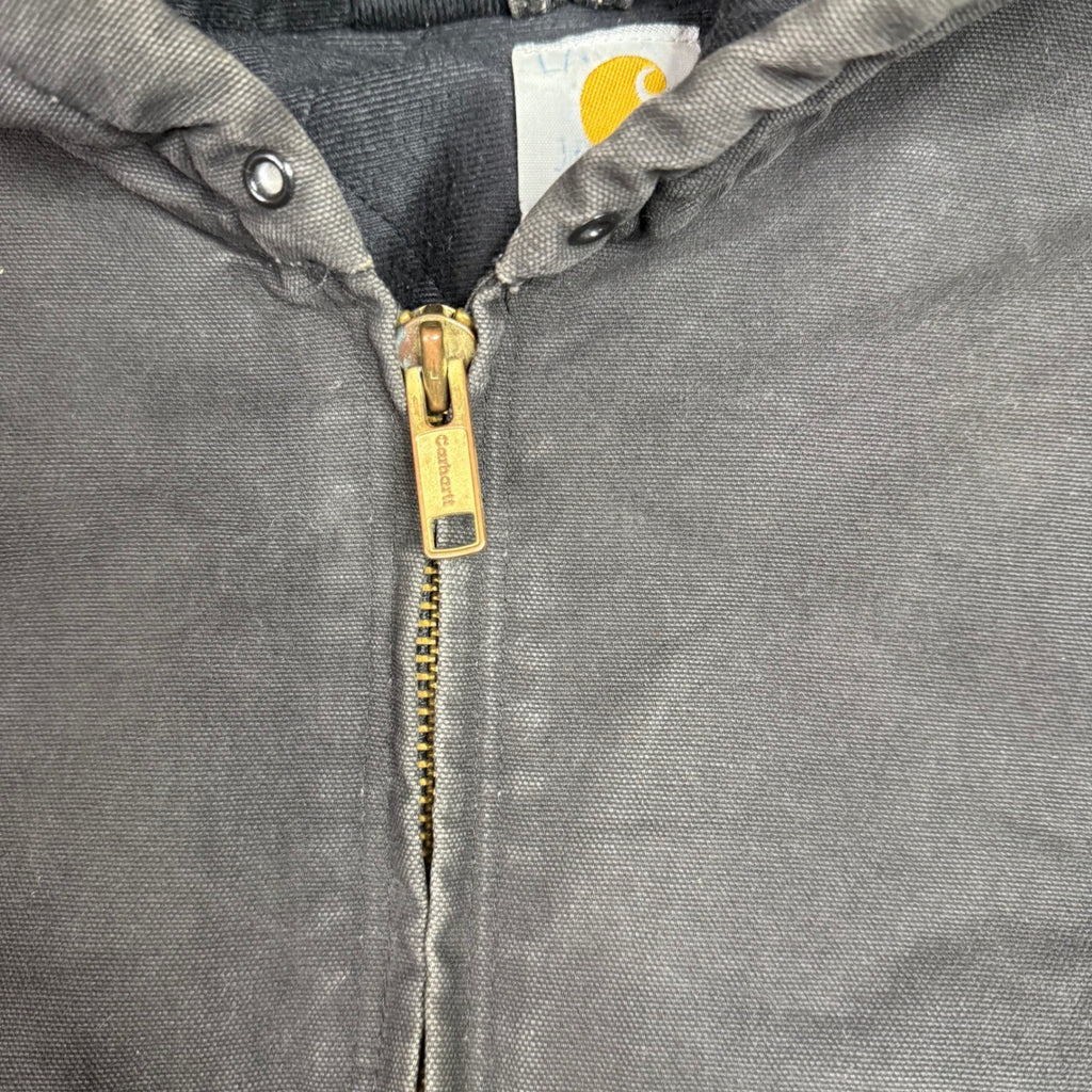 Carhartt Men's 2XL Dark Gray Hooded Work Jacket Sherpa Lined Zip Front