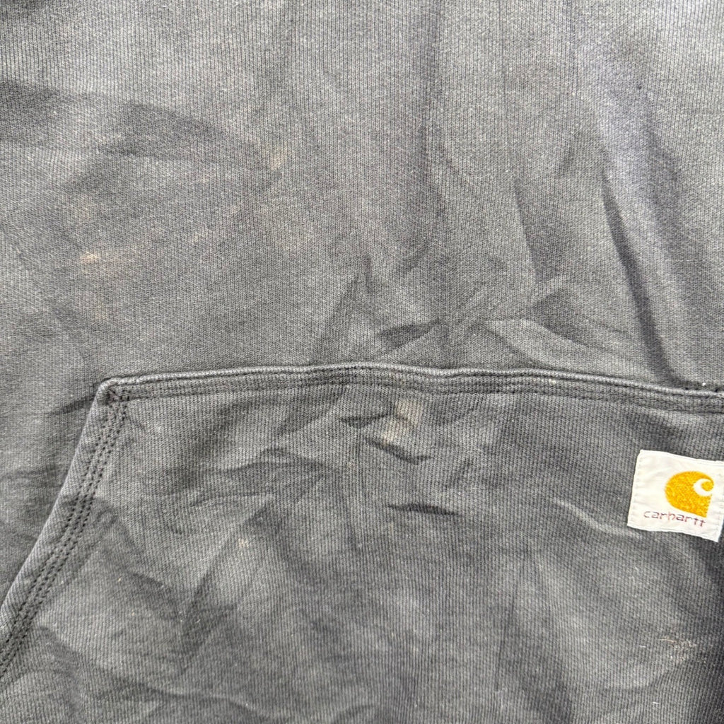 Carhartt Mens XL Black Full Zip Hoodie Fleece Lined Logo Pocket Workwear