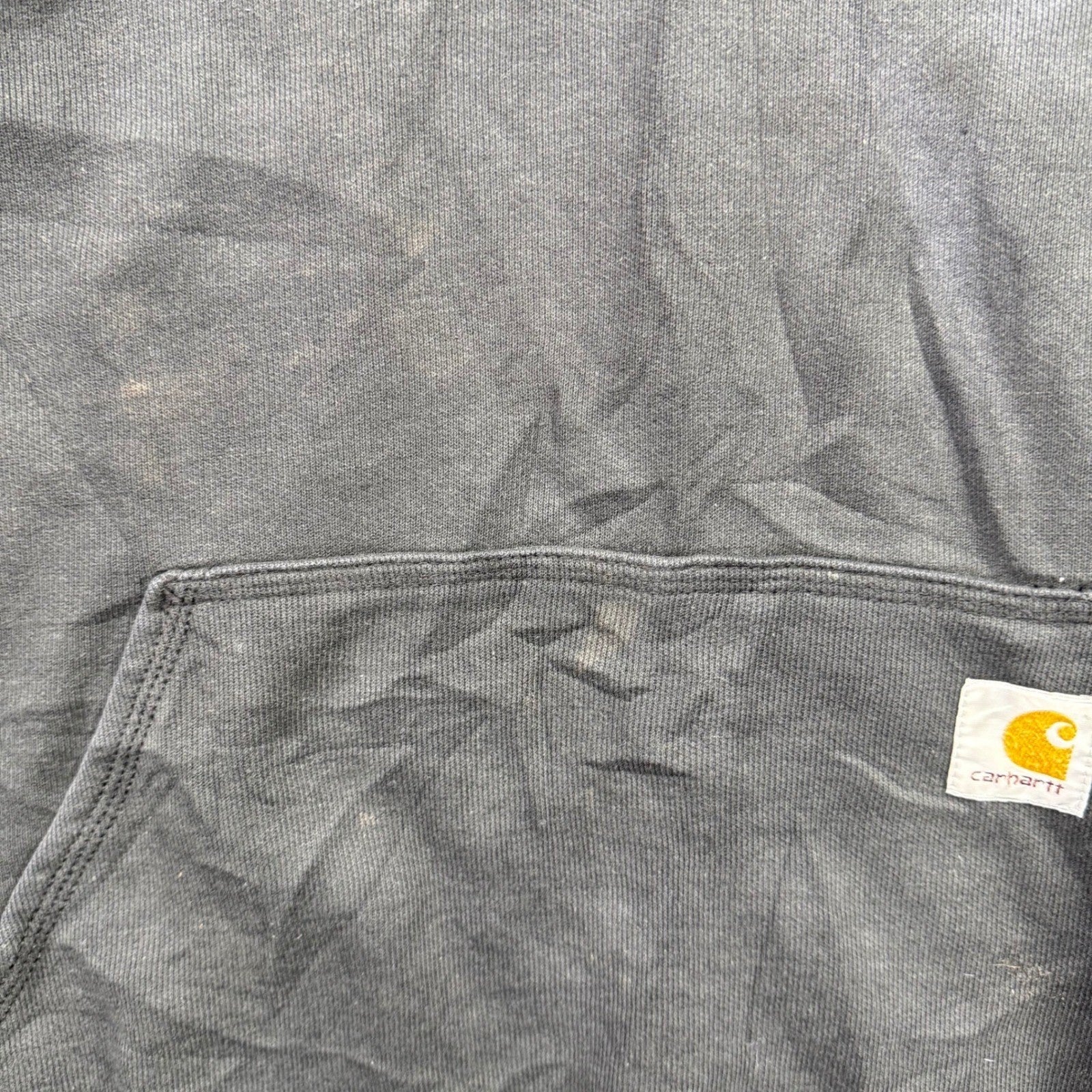 Carhartt Mens XL Black Full Zip Hoodie Fleece Lined Logo Pocket Workwear