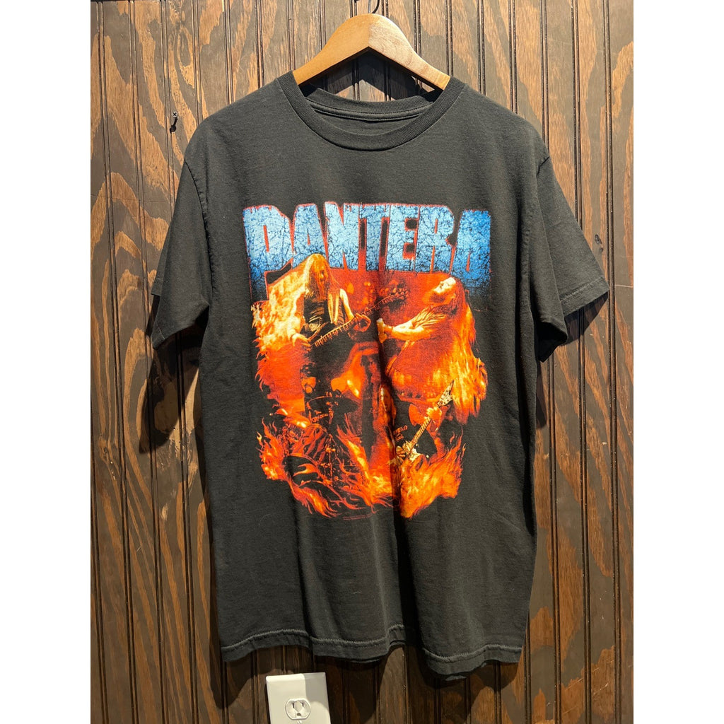 Pantera Band Tee Black Fire Graphic Heavy Metal Short Sleeve T-Shirt Mens Large
