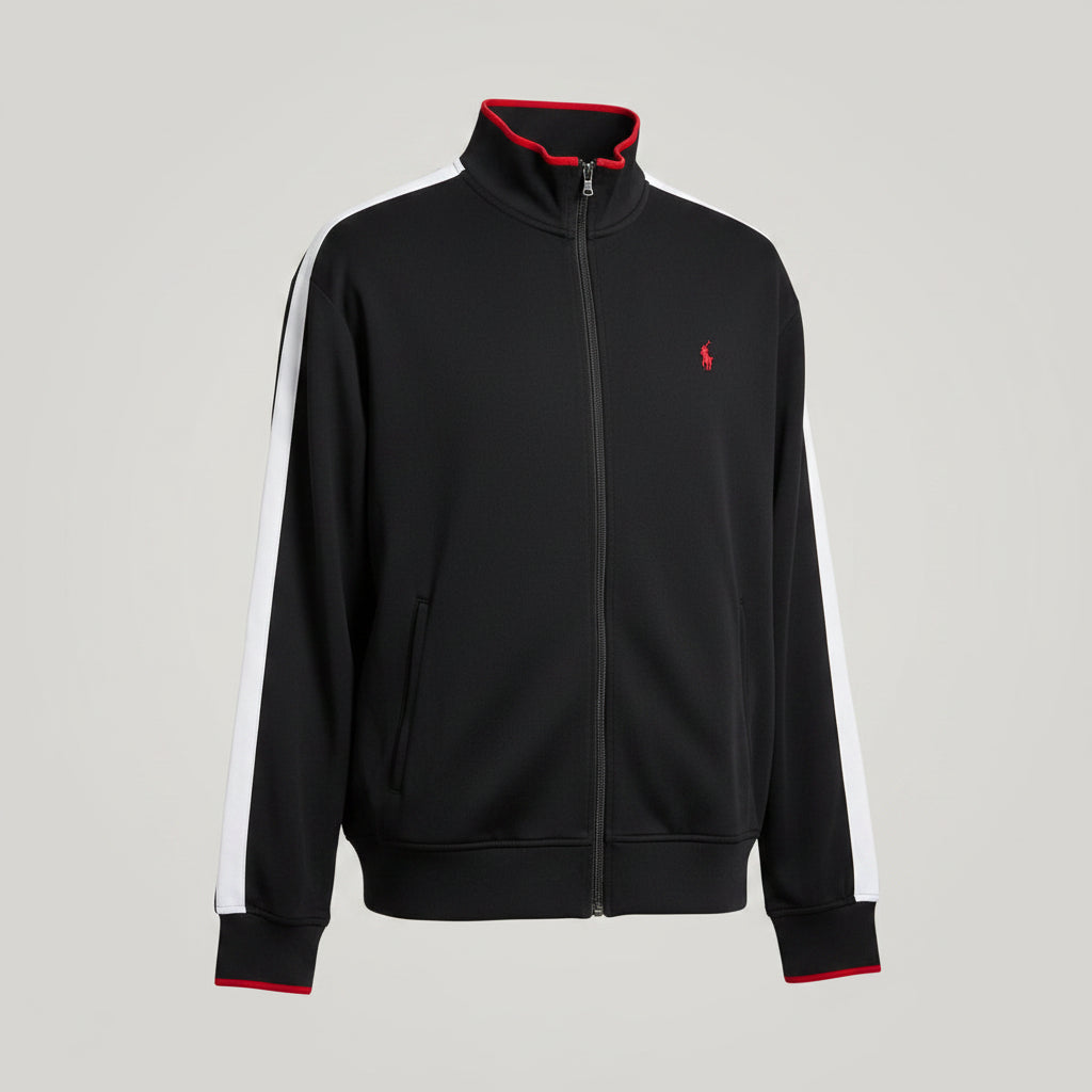 Polo Ralph Lauren Mens Track Jacket Black Red White Stripe Big Tall 3XB