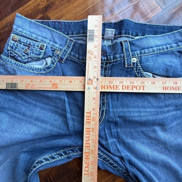True Religion Mens Big T Burgundy Slim Flap N Straight Leg Jeans Blue Size 40