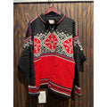 Vintage Coca-Cola Nordic Wool Quarter Zip Sweater Black Red Snowflake Large