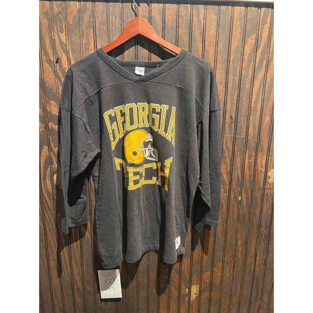 Vintage Georgia Tech Artex Football Jersey Shirt Black XL 3/4 Sleeve 80s USA