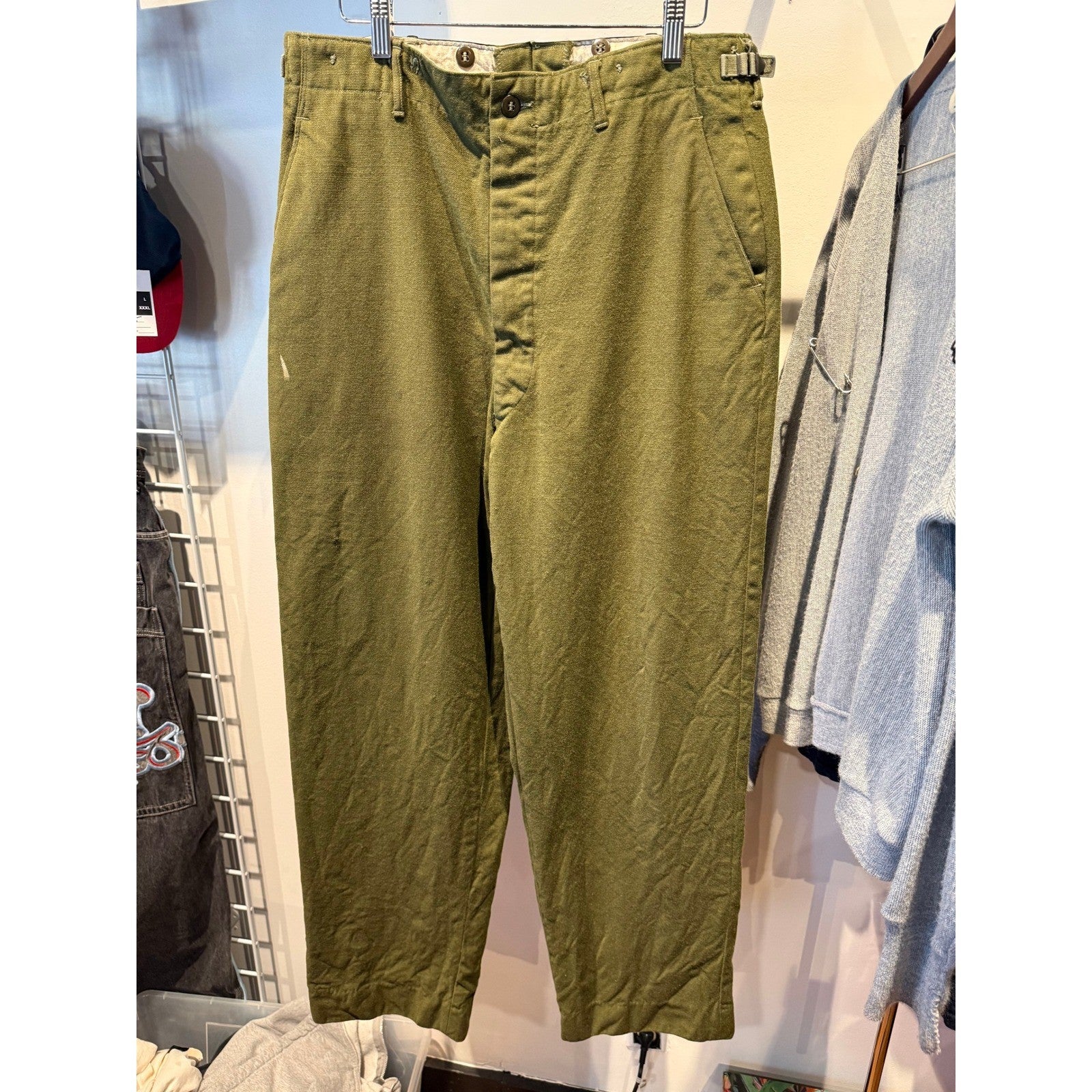 Vintage US Military M-1951 Wool Field Trousers Olive Drab Army Pants 32x31