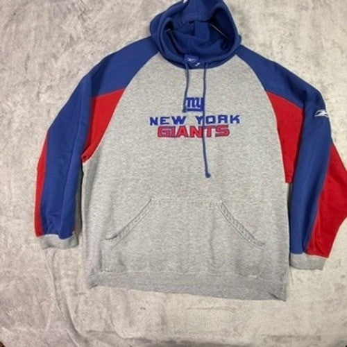 Reebok New York Giants NFL Football Hoodie Sweatshirt Mens Large Gray Blue Red