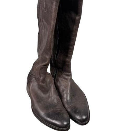 Alberto Fermani Dark Brown Leather Knee High Boots Side Zip Women Size 35.5