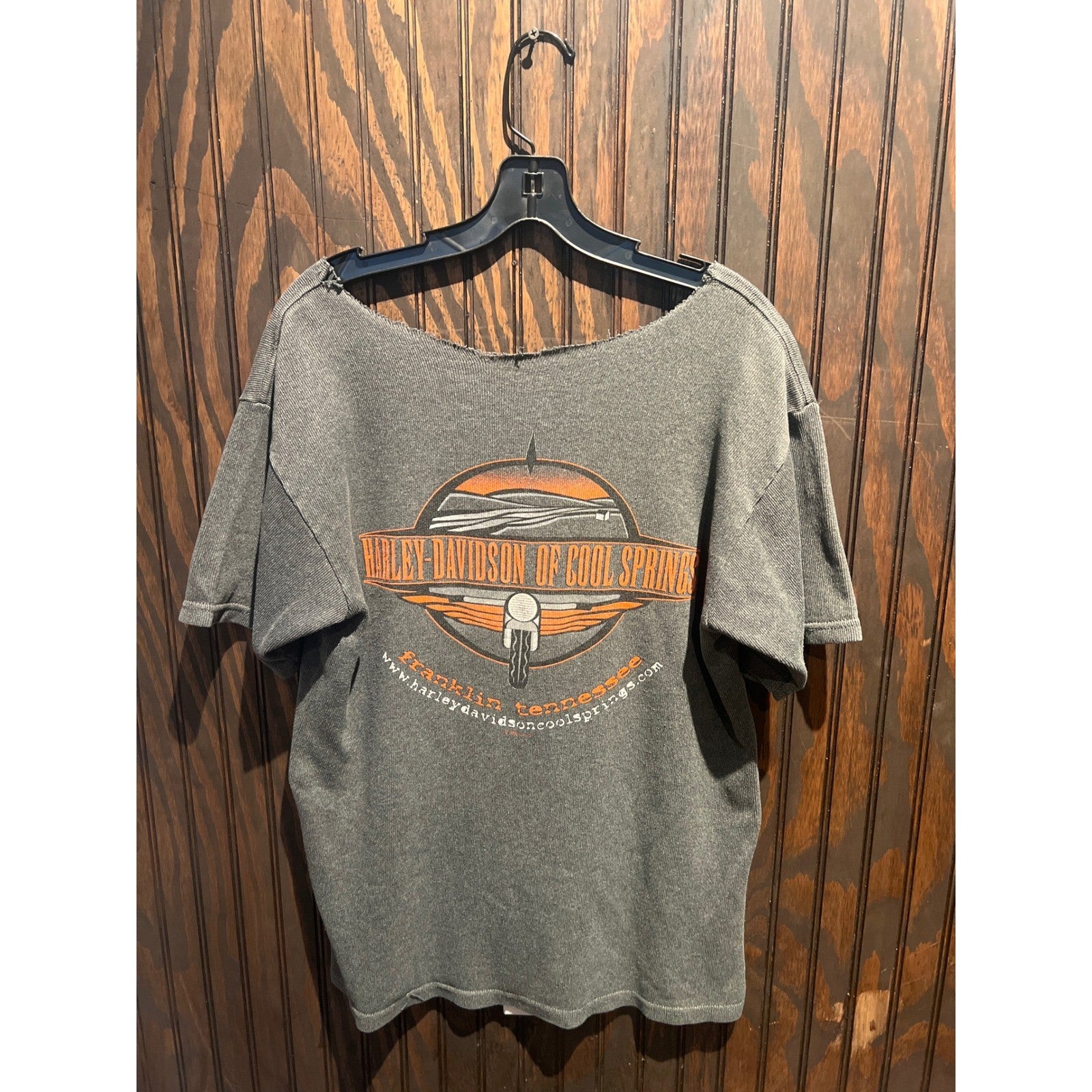 Harley Davidson Graphic T-Shirt Charcoal Gray Raw Neck Biker Tee 25x19