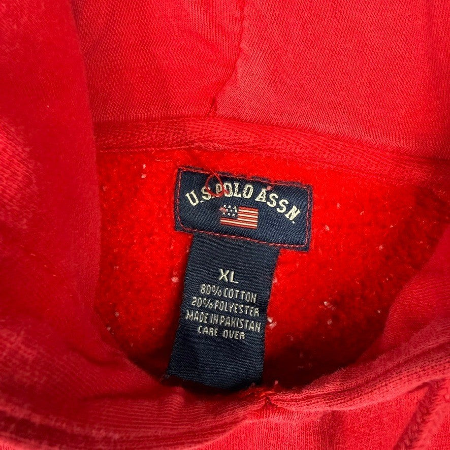 US POLO ASSN Red Hoodie Sweatshirt Since 1890 Graphic Print Pullover Size XL