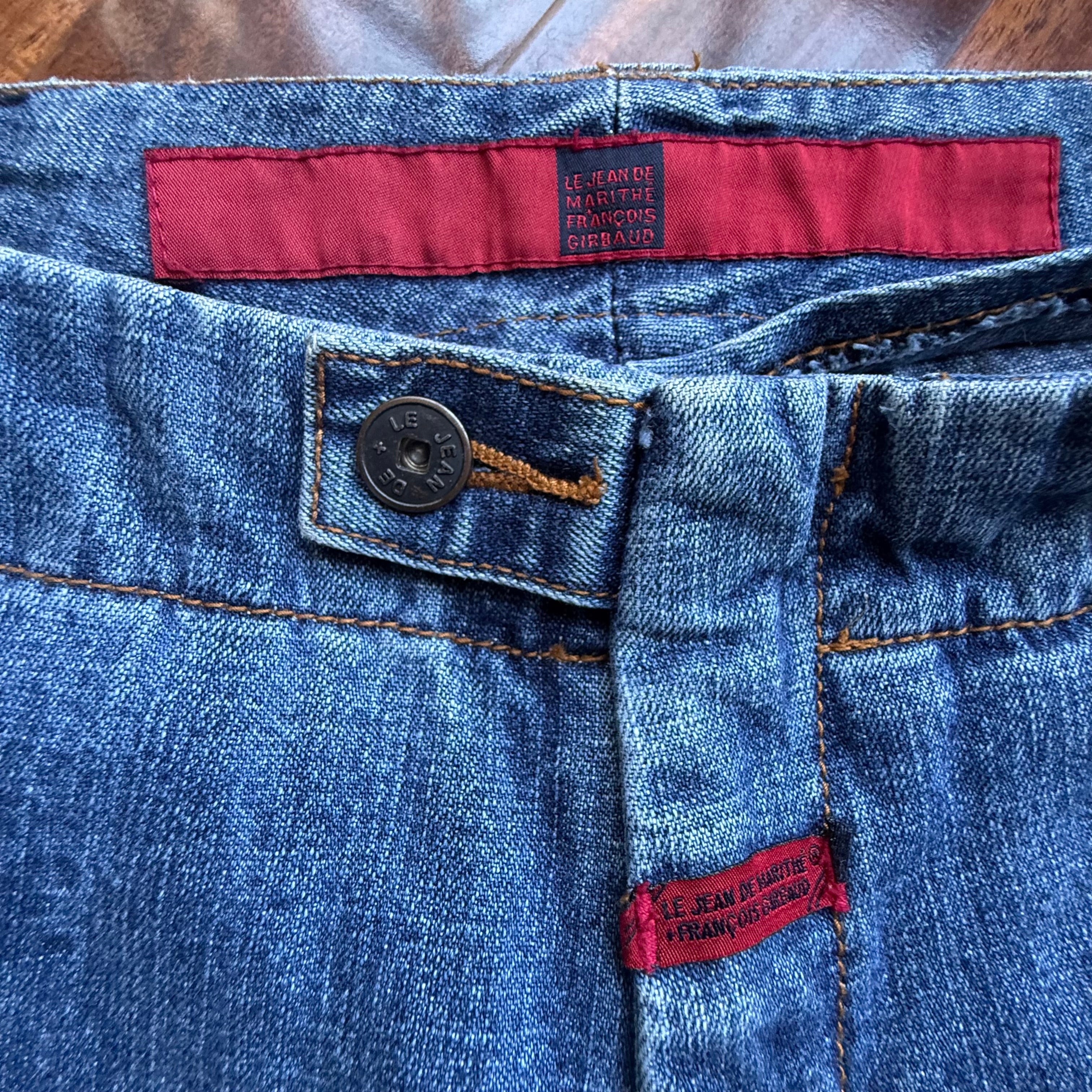 Marithe Francois Girbaud Shuttle Tape Cargo Jeans Blue Baggy Wide Leg 36x31