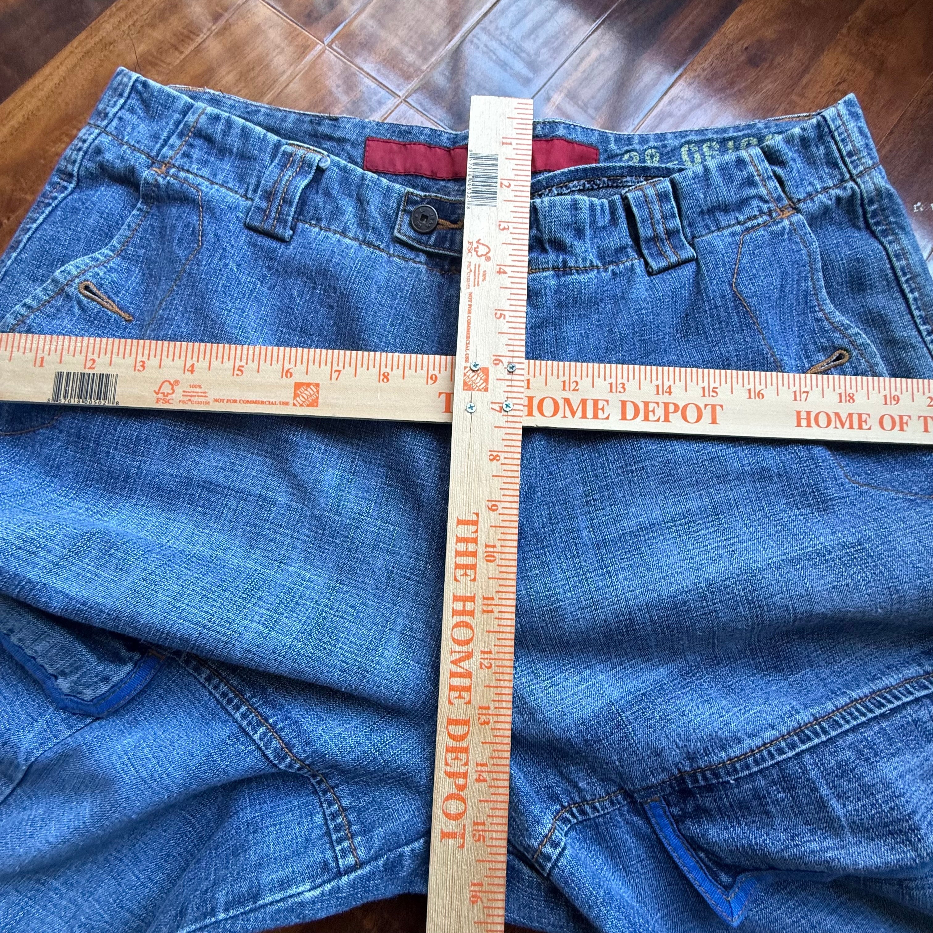 Marithe Francois Girbaud Shuttle Tape Cargo Jeans Blue Baggy Wide Leg 36x31