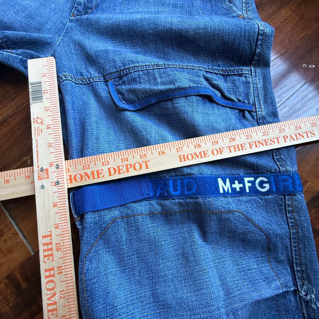 Marithe Francois Girbaud Shuttle Tape Cargo Jeans Blue Baggy Wide Leg 36x31