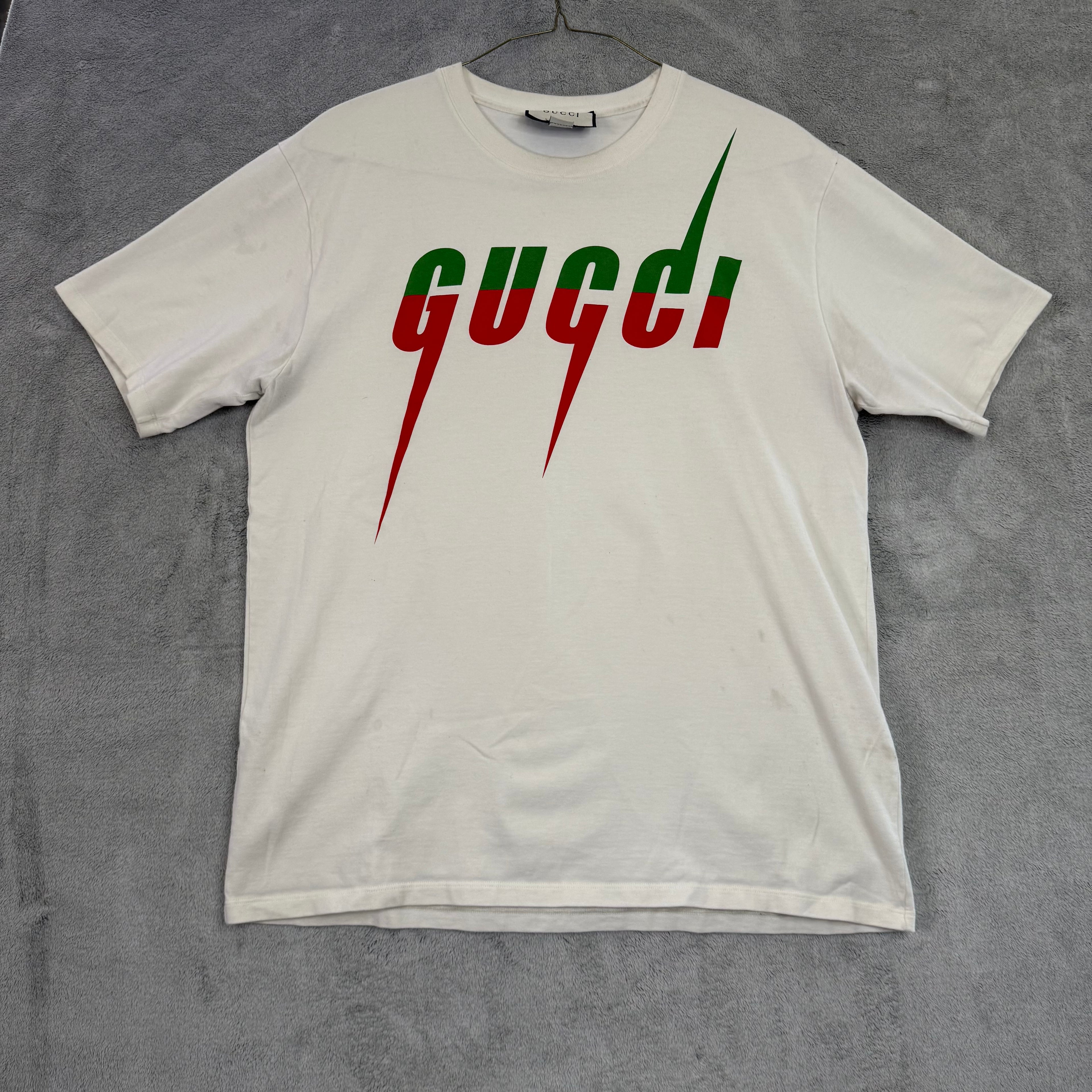 Gucci Short Sleeve Tee in Cream with Red and Green Accents