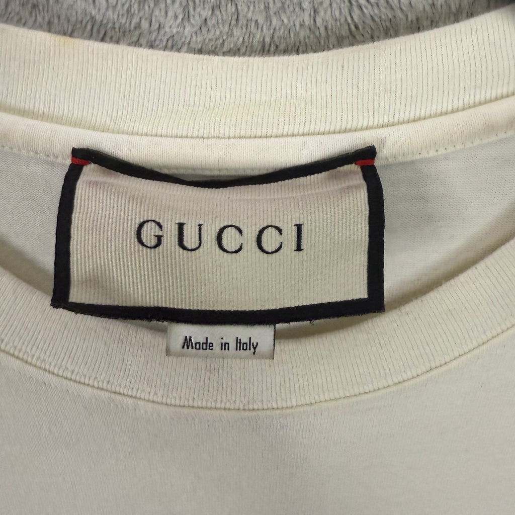 Gucci Short Sleeve Tee in Cream with Red and Green Accents