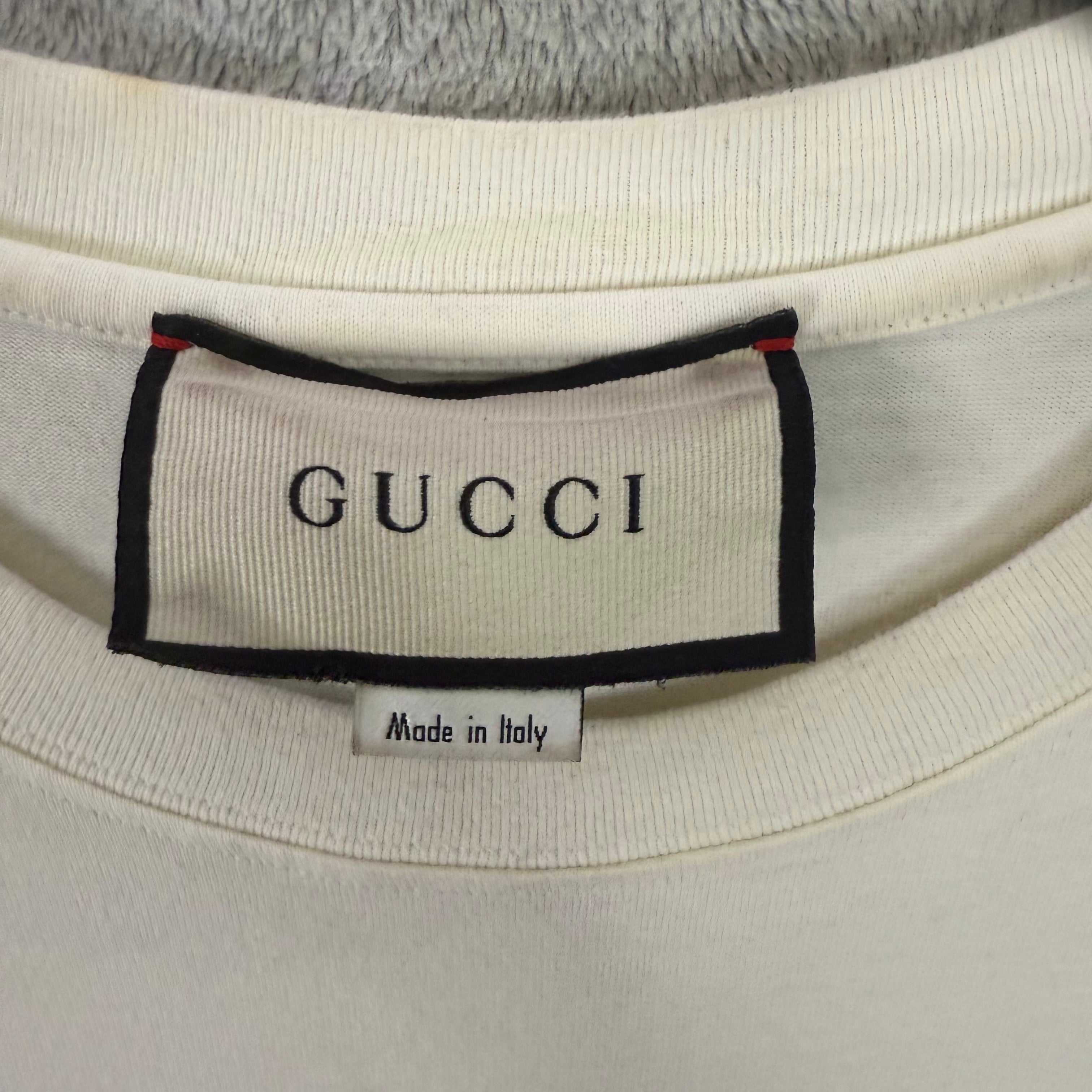 Gucci Short Sleeve Tee in Cream with Red and Green Accents