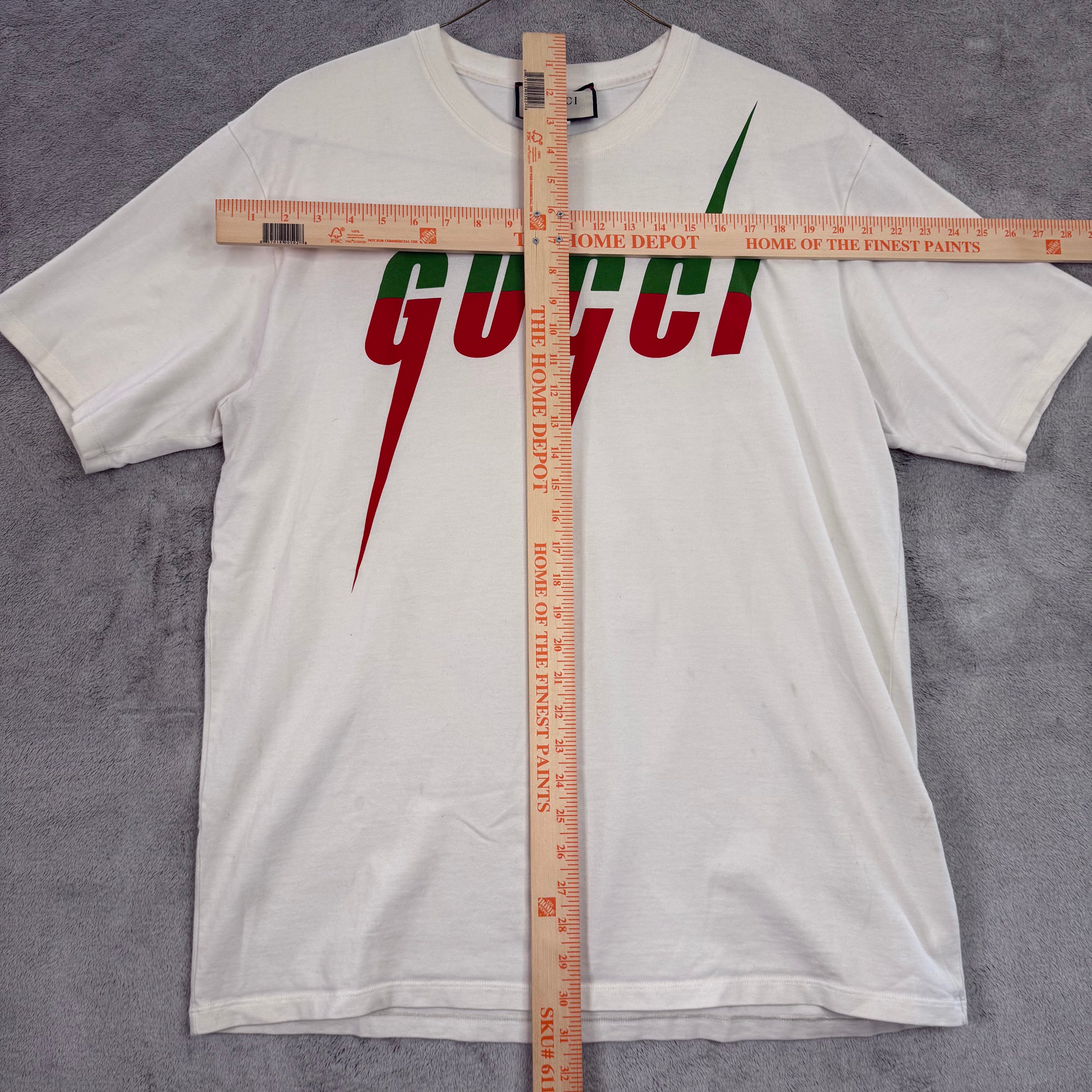 Gucci Short Sleeve Tee in Cream with Red and Green Accents