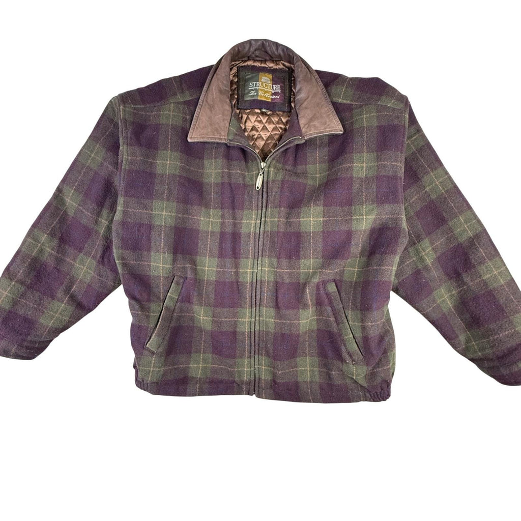 STRUCTURE Le Collezioni Plaid Wool Blend Jacket Men's XL Full Zip Collar