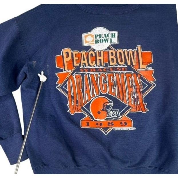 Vintage 1989 Peach Bowl Syracuse Orange Men's Navy Blue Sweatshirt