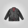 Haband Executive Division Mens Black Patchwork Genuine Leather Car Coat Jacket L
