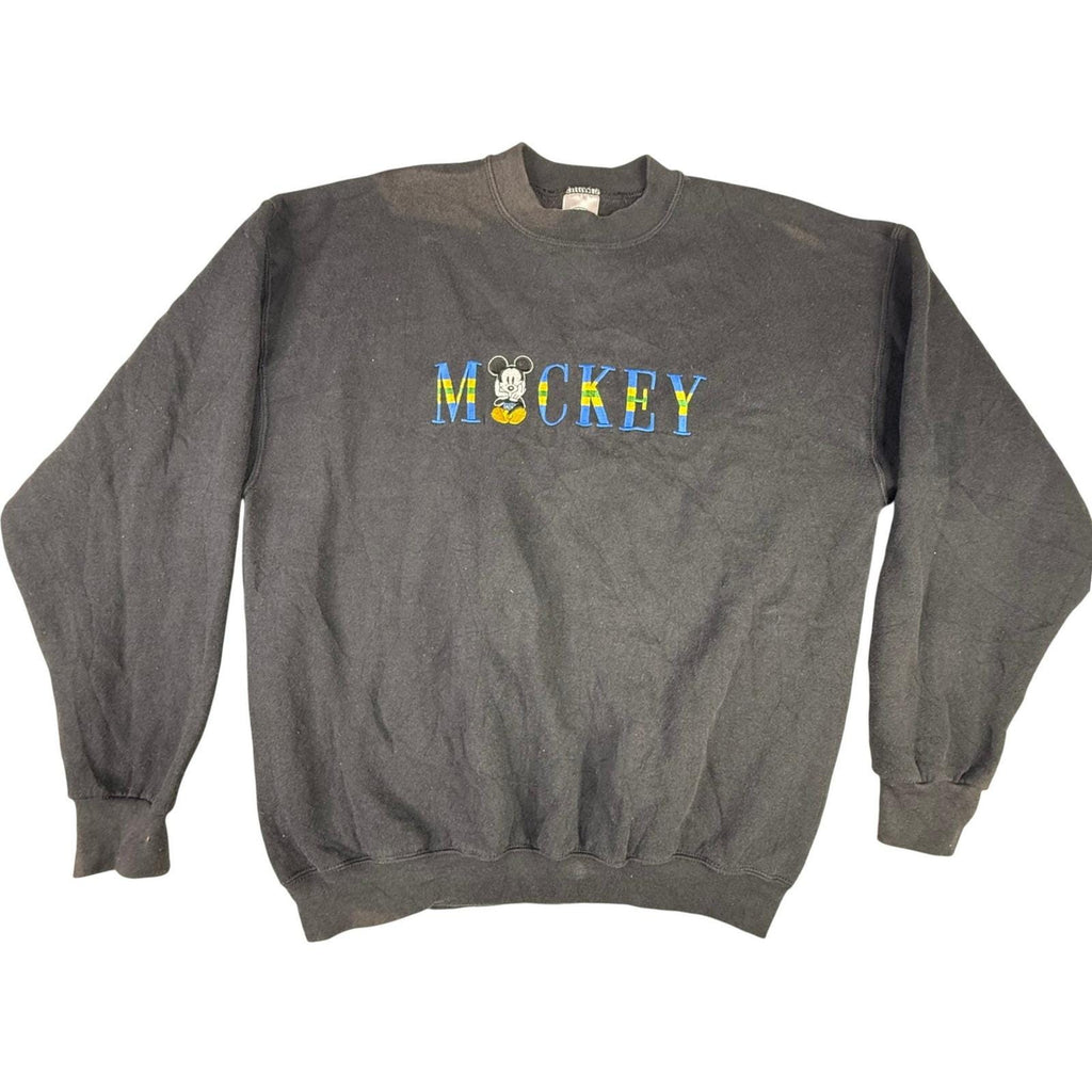 Vintage Mickey & Co Disney Sweatshirt XL Black Embroidered Donnkenny Crewneck