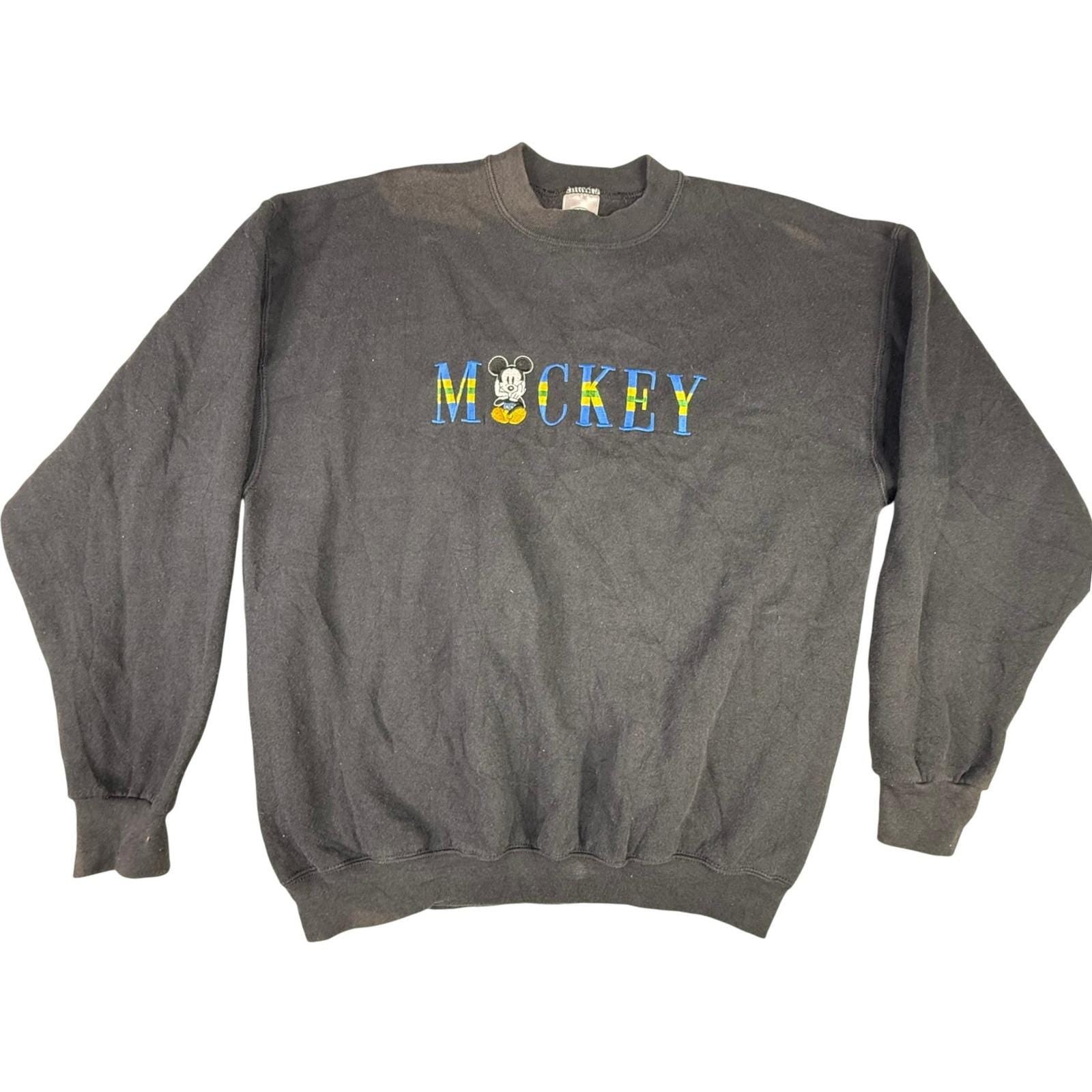Vintage Mickey & Co Disney Sweatshirt XL Black Embroidered Donnkenny Crewneck