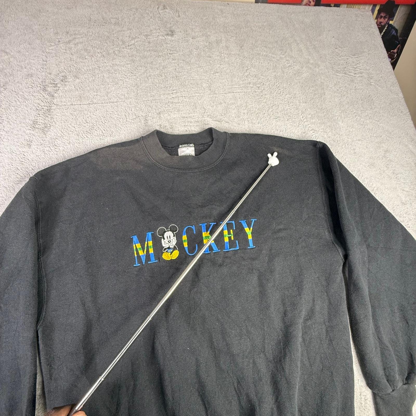Vintage Mickey & Co Disney Sweatshirt XL Black Embroidered Donnkenny Crewneck