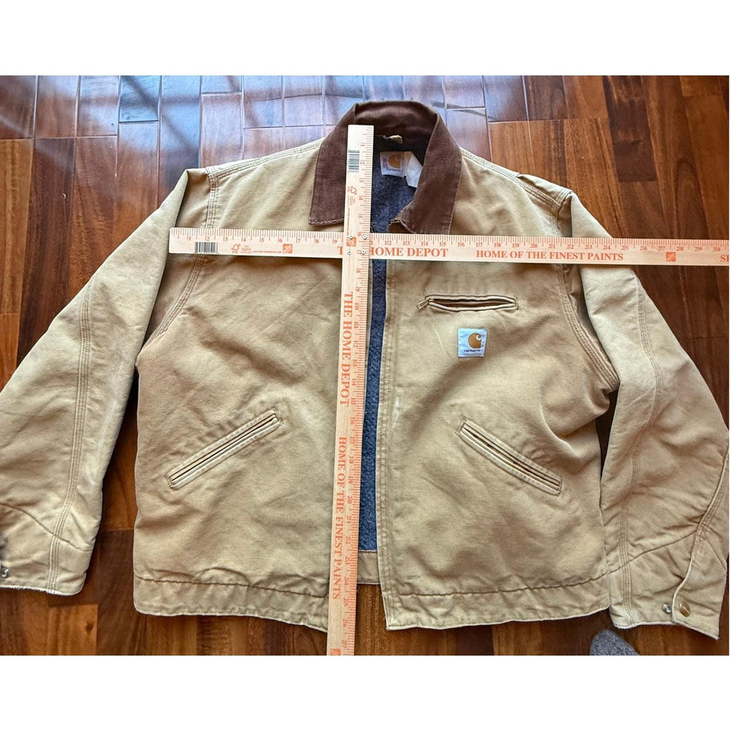 Carhartt Detroit Jacket Tan Duck Canvas Blanket Lined Vintage Mens XL J01 BRN