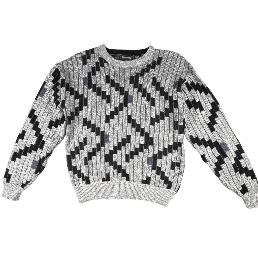 Townsley Mens Geometric Pattern Knit Sweater Crew Neck Long Sleeve Acrylic XL