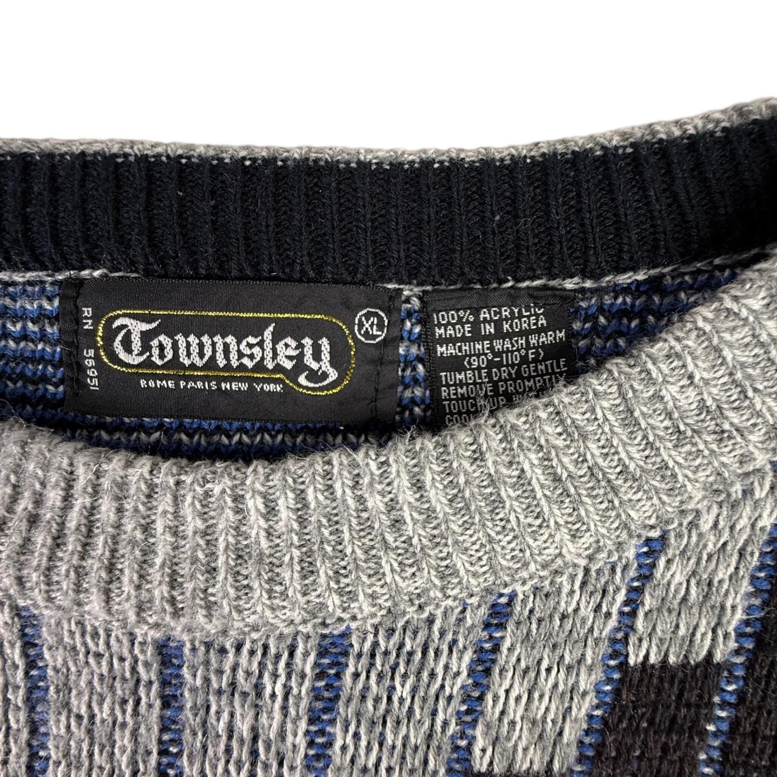 Townsley Mens Geometric Pattern Knit Sweater Crew Neck Long Sleeve Acrylic XL