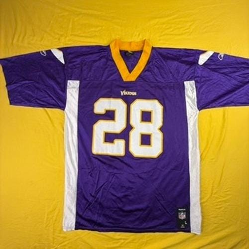 Reebok Minnesota Vikings Adrian Peterson 28 NFL Jersey Mens Large Purple Mesh