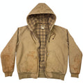 Carhartt Sandstone Duck Sherpa Lined Hooded Work Jacket Mens Large Tan Workwear