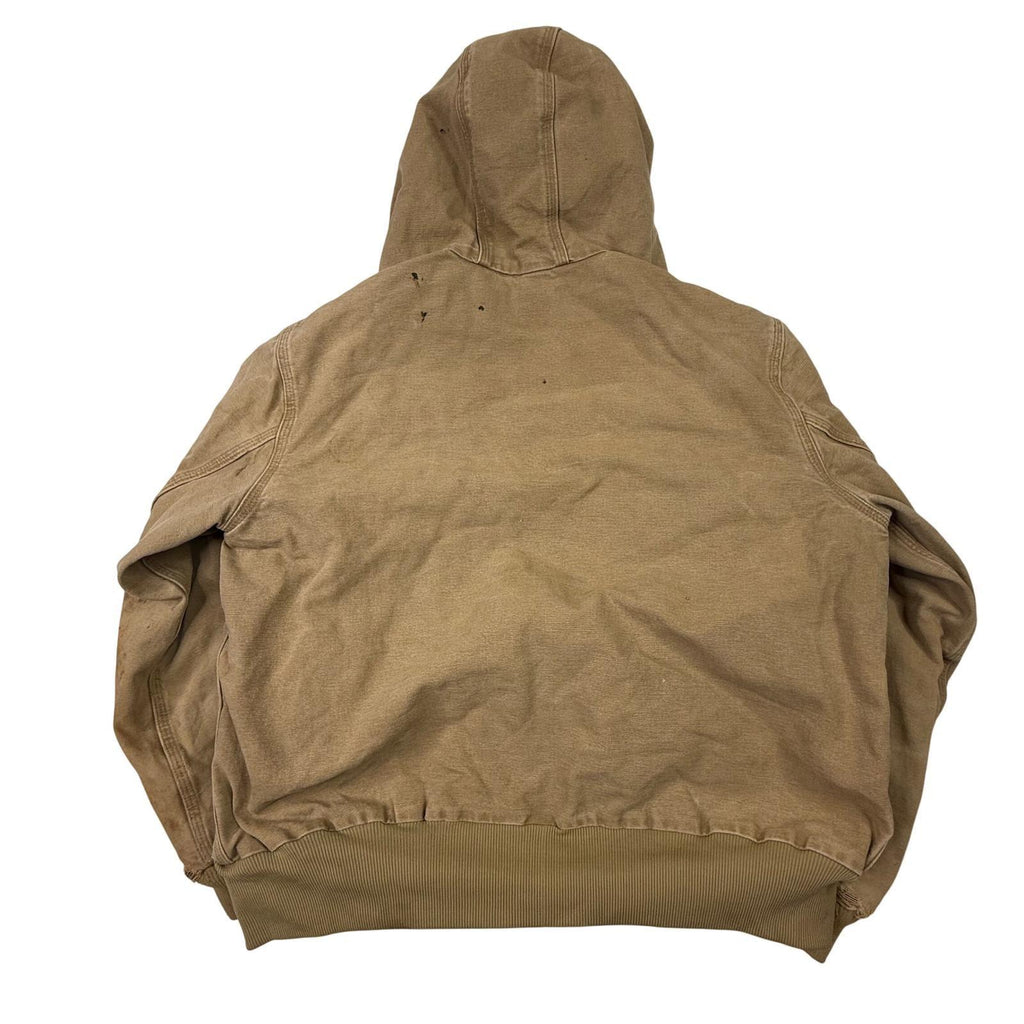 Carhartt Sandstone Duck Sherpa Lined Hooded Work Jacket Mens Large Tan Workwear