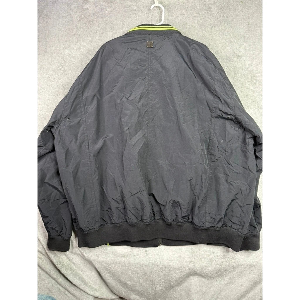 COOGI Bomber Jacket Black Neon Yellow Stripe Logo Patch Mens 6XL