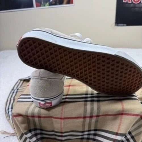 Vans Old Skool Suede Canvas Low Top Casual Skate Shoes Tan White Mens 11