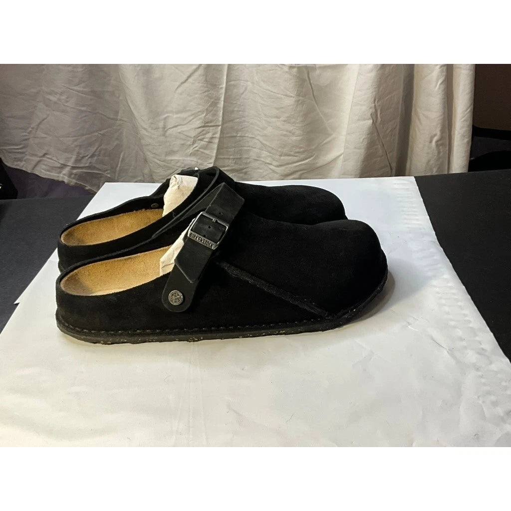 Birkenstock Black Suede Clog Shoes Buckle Strap Slip On Comfort Size 13 W BOX