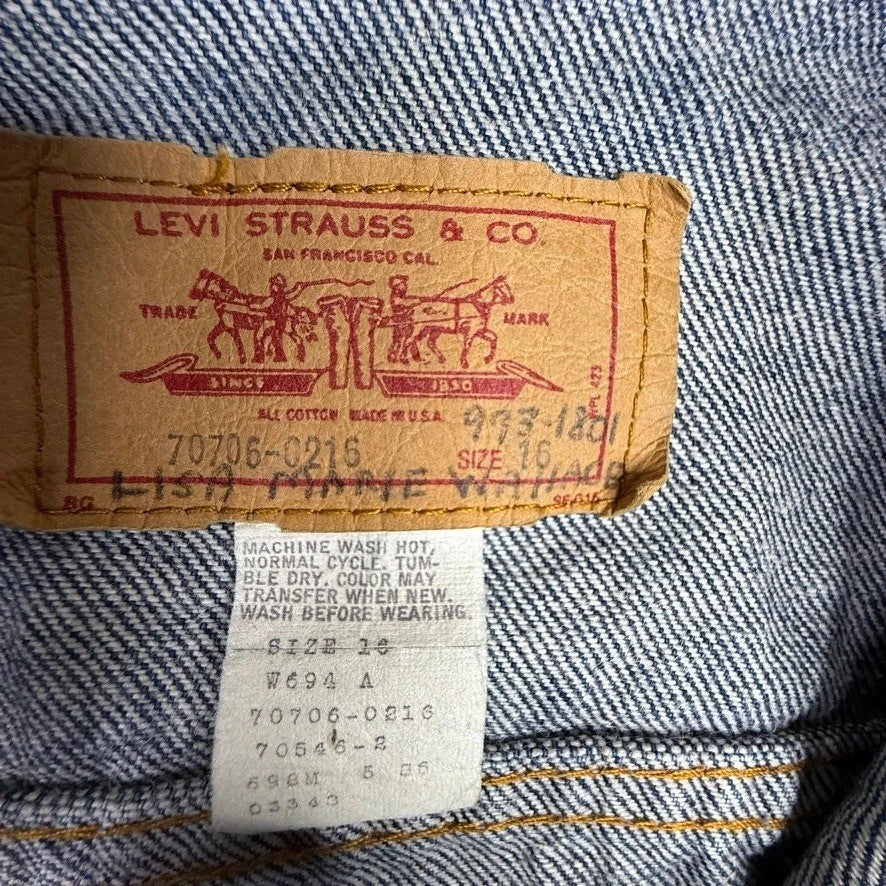 1970s Vintage Levi Strauss & Co Denim Jacket Blue Trucker Style Size 16