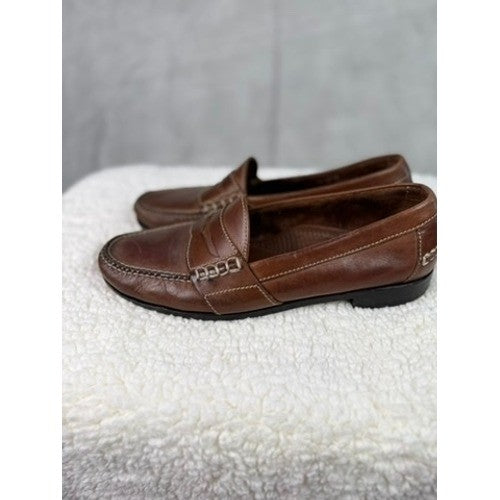 Cole Haan Mens 10 D Brown Leather Penny Loafers Classic Slip On Shoes