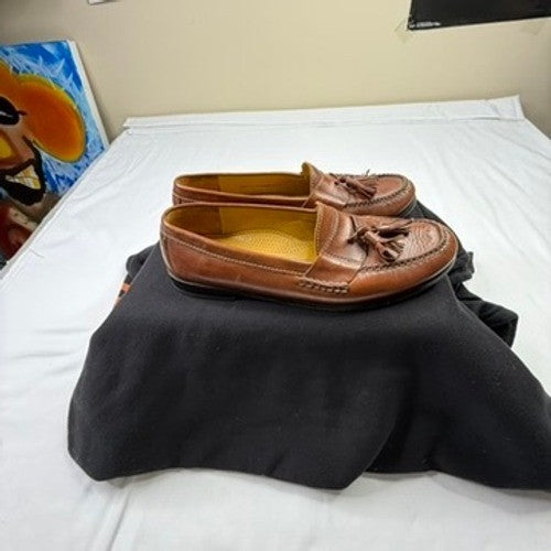 Cole Haan Mens Brown Leather Tassel Loafers Slip On Dress Shoes Size 10.5