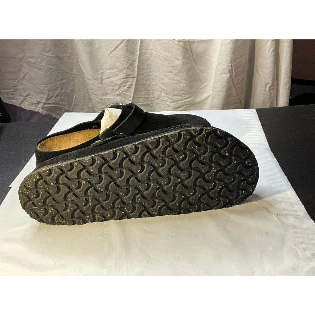 Birkenstock Black Suede Clog Shoes Buckle Strap Slip On Comfort Size 13 W BOX