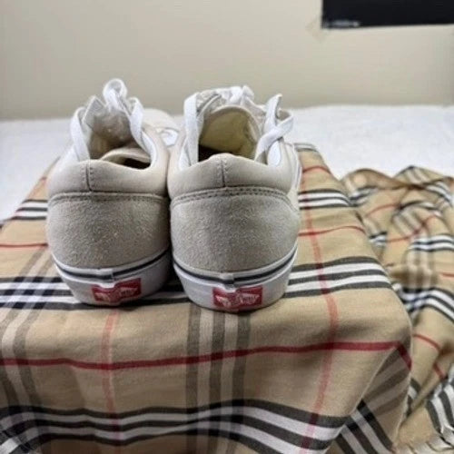 Vans Old Skool Suede Canvas Low Top Casual Skate Shoes Tan White Mens 11