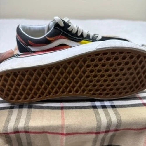 Vans Old Skool Flame Skateboard Shoes Men's Black Red Yellow Low Top Sneakers