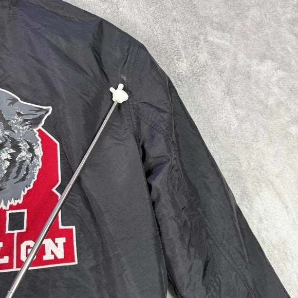 True Religion Varsity Jacket Mens Black Red Tiger Logo Bomber Snap Front Size XL
