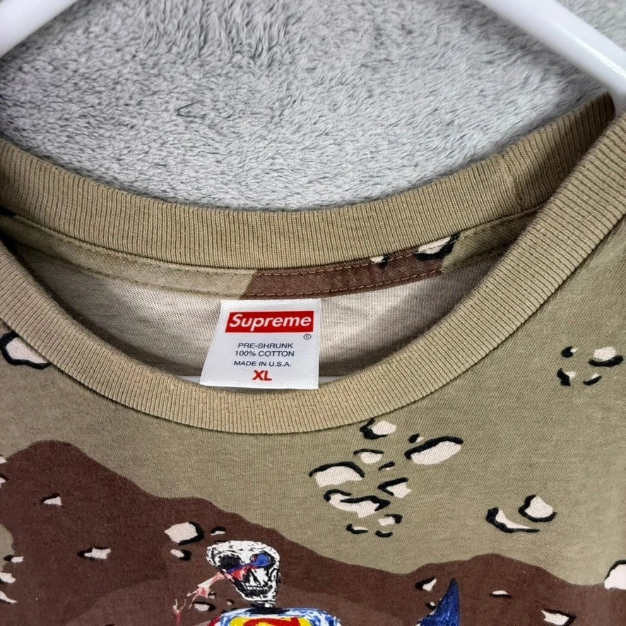 Supreme Desert Camo Superman Graphic T Shirt Mens XL Pre Shrunk Cotton Made USA