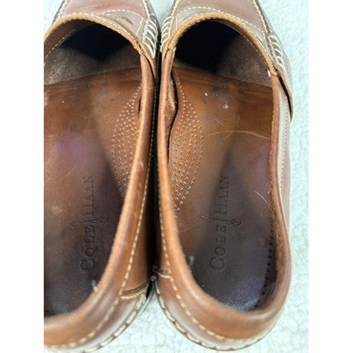 Cole Haan Mens 10 D Brown Leather Penny Loafers Classic Slip On Shoes