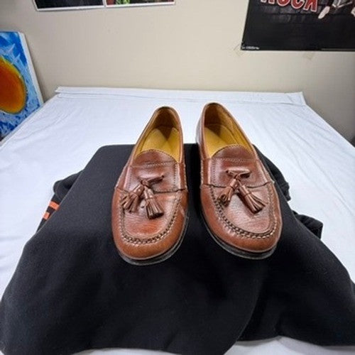 Cole Haan Mens Brown Leather Tassel Loafers Slip On Dress Shoes Size 10.5