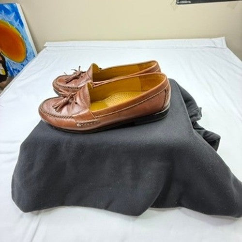 Cole Haan Mens Brown Leather Tassel Loafers Slip On Dress Shoes Size 10.5